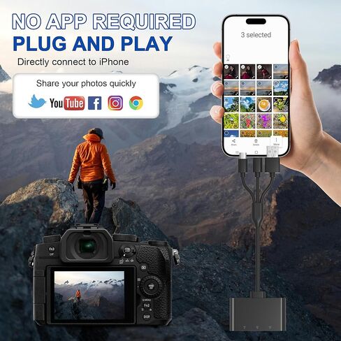 Memory Stick Pro Duo Adapter Reader- 5 in 1 SD/TF/MS/CF/XD Card Reader for iPhone/Computer/USB-C Device, Aluminum Lightning+USB A+USB C XD Picture Card Reader Support OTG, Fast Data Transfer in Saudi Arabia
