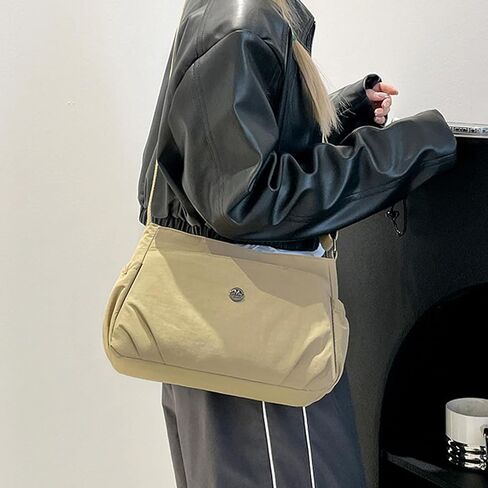 Multi-Compartment Crossbody Shoulder Bag for Women Casual Nylon Messenger Purse with Adjustable Strap, 10.6 x 7 x 3.5 In in Saudi Arabia