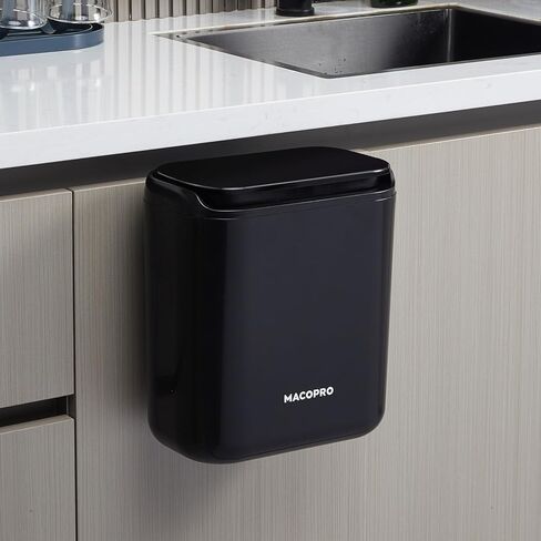 MACOPRO Compost Bin Hanging Trash Can with Lid Under Sink for Kitchen, Food Waste Bin for Countertop with Lid, Mountable Garbage Can for Bathroom, RV, 8L/2.6Gal in Saudi Arabia
