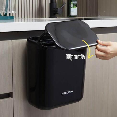 MACOPRO Compost Bin Hanging Trash Can with Lid Under Sink for Kitchen, Food Waste Bin for Countertop with Lid, Mountable Garbage Can for Bathroom, RV, 8L/2.6Gal in Saudi Arabia