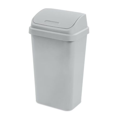 13 Gallon Light Gray Square Plastic Trash Can with Swing Top Lid Space Saving Waste Bin for Kitchen Office and Garage in Saudi Arabia
