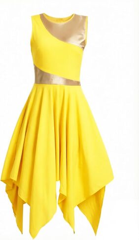 فستان رقص نسائي بخصر مشدود، فستان رقص غنائي بحاشية غير منتظمة بدون أكمام in Kuwait