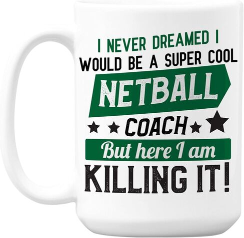 كوب قهوة وشاي سيراميك أبيض من Cool Netball Coach (11 أونصة) in Kuwait