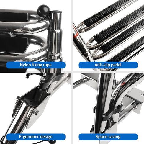 4-Step Pontoon Boat Ladder - Heavy Duty 316 Stainless Steel Telescoping Dock Ladder with Wider Handrails & Pedals, 600lb Capacity Anti-Slip Steps for Boats, Docks & Swimming Pools in Saudi Arabia