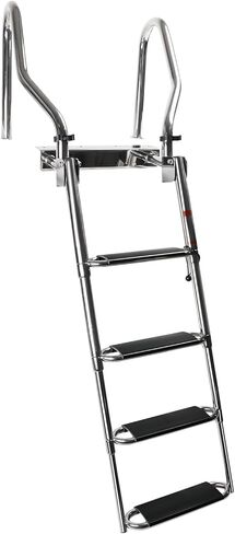 4-Step Pontoon Boat Ladder - Heavy Duty 316 Stainless Steel Telescoping Dock Ladder with Wider Handrails & Pedals, 600lb Capacity Anti-Slip Steps for Boats, Docks & Swimming Pools in Saudi Arabia
