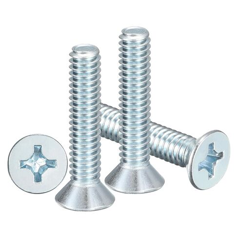 مسامير براغي مسطحة الرأس من ميتالليكسيتي فيليبس (M2-0.4x5) 100 قطعة، براغي متقاطعة من الفولاذ الكربوني - لتركيب الصيانة المنزلية المنزلية DIY، مطلية بالزنك in Kuwait