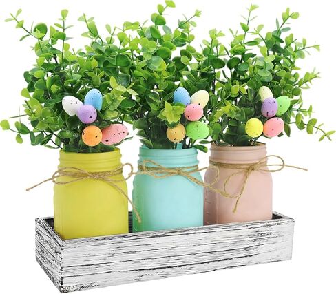 Wironlst زينة عيد الحب 3 عبوات من الجرار الماسونية، قطعة مركزية للطاولة مزخرفة ريفية لعيد الأم، والذكرى السنوية والزفاف، هدية عيد الحب للنساء ديكور المنزل والحمام in Kuwait