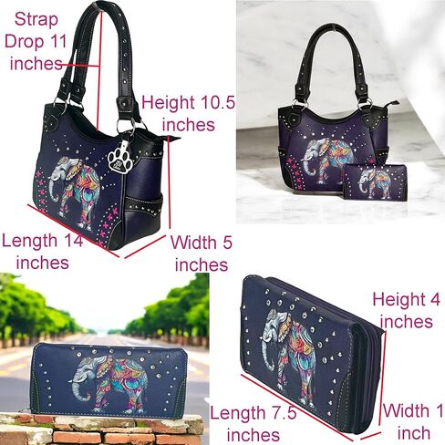 Large Elephant Purse Western Handbag and Wallet Set for Women Boho Tote Bag Combo in Saudi Arabia