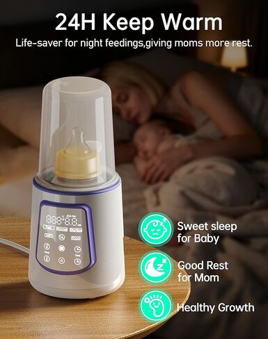 Fast Baby Bottle Warmer for Breastmilk, Smart 12 in 1 Breast Milk Warmer for Baby Essentials with Timer Temperature Control, Sterili-zing, Water Bath Technology, Baby Warmer for All Bottles Food Jars in Saudi Arabia