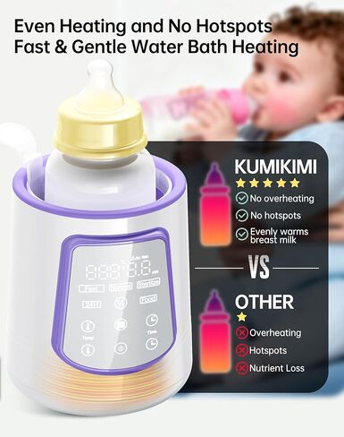 Fast Baby Bottle Warmer for Breastmilk, Smart 12 in 1 Breast Milk Warmer for Baby Essentials with Timer Temperature Control, Sterili-zing, Water Bath Technology, Baby Warmer for All Bottles Food Jars in Saudi Arabia
