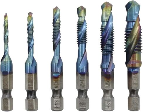 6 قطعة المسمار الحنفية لقمة ثقب مجموعة دوامة الصنابير المعادن متري مزيج 1/4 بوصة التغيير السريع عرافة بت M3 M4 M5 M6 M8 M10 in Kuwait