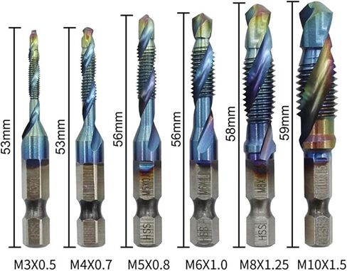 6 قطعة المسمار الحنفية لقمة ثقب مجموعة دوامة الصنابير المعادن متري مزيج 1/4 بوصة التغيير السريع عرافة بت M3 M4 M5 M6 M8 M10 in Kuwait