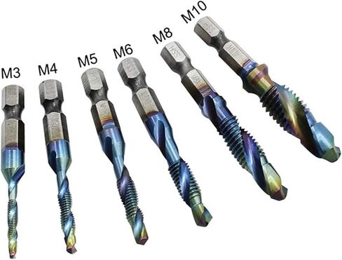 6 قطعة المسمار الحنفية لقمة ثقب مجموعة دوامة الصنابير المعادن متري مزيج 1/4 بوصة التغيير السريع عرافة بت M3 M4 M5 M6 M8 M10 in Kuwait