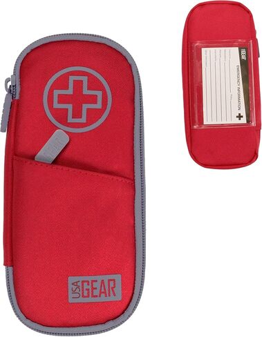 حقيبة أنسولين طبية من USA Gear لجهاز قياس الجلوكوز، قلم Epipen، جهاز استنشاق الربو، الضمادات، والمزيد - حقيبة سفر لتنظيم الأدوية مع جزء داخلي معزول، جزء خارجي مقاوم للماء، وحلقة حزام (أحمر) in Saudi Arabia