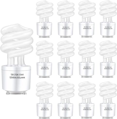 Winkcao CFL Light Bulbs GU24 Base, T3 Spiral 13Watt (60Watt Equ) Soft White 2700K 900lm Compact Fluorescent Light Bulbs, UL Approved, 120v 60Hz, Self Ballasted CFL Bulbs, Pack of 4 in Saudi Arabia