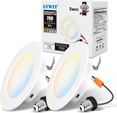 LVWIT إضاءة غائرة 6 بوصة، أضواء غائرة يمكن اختيار اللون 2700/3000/4000/5000/6000K 5CCT، 10 وات (ما يعادل 120 وات) مصابيح LED قابلة للتعتيم مع E26، ضوء LED تحديثي غائر 6 بوصة، 6 عبوات in Saudi Arabia