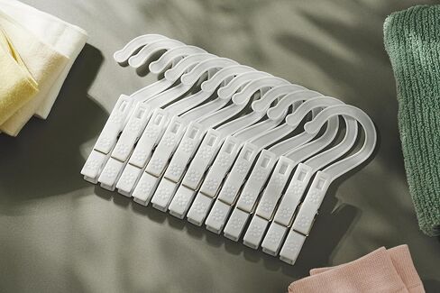 مجموعة خطافات غسيل جديدة من 12 قطعة، خطافات دبابيس الملابس، شماعات ملابس بلاستيكية، للحمام والسفر، قابلة للحمل، أبيض in Kuwait