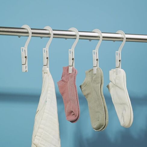 مجموعة خطافات غسيل جديدة من 12 قطعة، خطافات دبابيس الملابس، شماعات ملابس بلاستيكية، للحمام والسفر، قابلة للحمل، أبيض in Kuwait