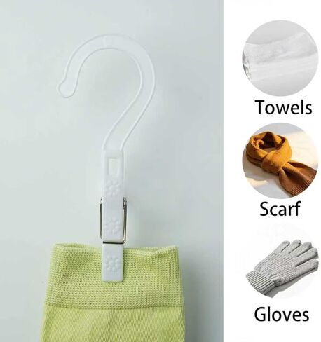 مجموعة خطافات غسيل جديدة من 12 قطعة، خطافات دبابيس الملابس، شماعات ملابس بلاستيكية، للحمام والسفر، قابلة للحمل، أبيض in Kuwait