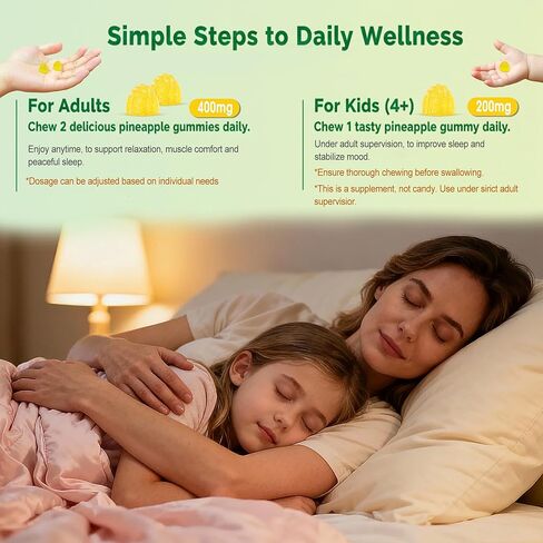 Magnesium Glycinate Gummies 400mg with Ashwagandha, CoQ10, Zinc & Vitamin C - Women Men Adults & Kids 4+ - Sugar Free Vegan Gummies for Sleep, Relaxation & Stress Relief-Pineapple Flavor, 90 Count in Saudi Arabia