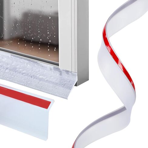 Tilted Style Self-Adhesive Door Window Rain Drip Edge - Rubber Weather Stripping Seal for Exterior Doors, Sliding Windows & Sills, Waterproof Rain Deflector Barrier (Black, LxW: 118x2.16in) in Kuwait