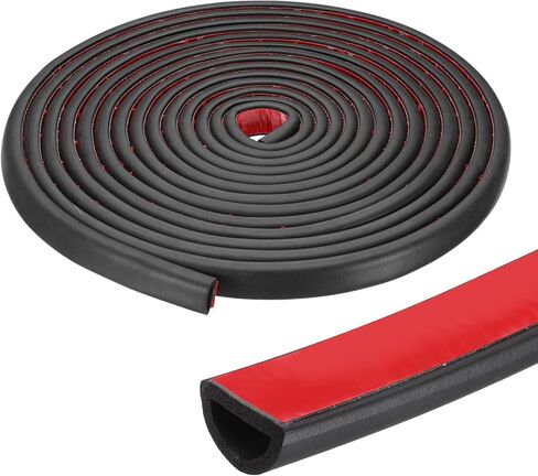PATIKIL 26.2 ft D Shape Rubber Seal Strip, Self-Adhesive EPDM Rubber Door Weather Stripping for Boat, RV, Auto, Truck, Marine, Garage Doors/Window, W: 1", H: 1/2", Black/Red in Saudi Arabia