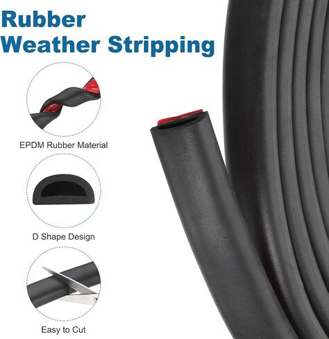 PATIKIL 26.2 ft D Shape Rubber Seal Strip, Self-Adhesive EPDM Rubber Door Weather Stripping for Boat, RV, Auto, Truck, Marine, Garage Doors/Window, W: 1", H: 1/2", Black/Red in Saudi Arabia