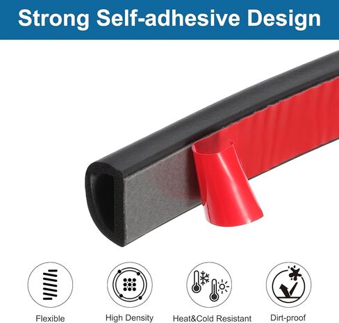 PATIKIL 26.2 ft D Shape Rubber Seal Strip, Self-Adhesive EPDM Rubber Door Weather Stripping for Boat, RV, Auto, Truck, Marine, Garage Doors/Window, W: 1", H: 1/2", Black/Red in Saudi Arabia