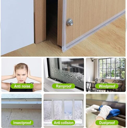 2026 Updated Shower Glass Door Silicone Seal Strip, Door Draft Stopper, Weather Stripping Window Seal for Doors Windows and Shower Glass Gaps, 16.4 Feet, Clear, 25MM in Saudi Arabia
