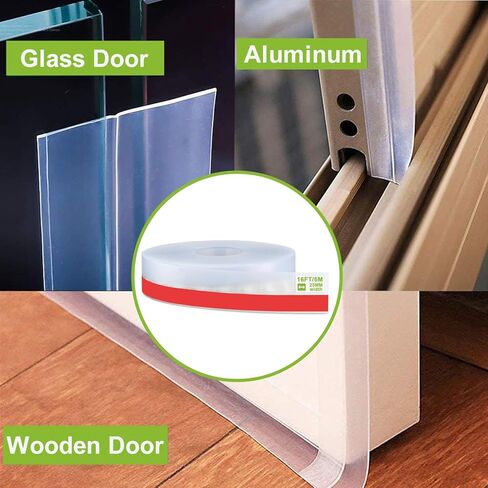 2026 Updated Shower Glass Door Silicone Seal Strip, Door Draft Stopper, Weather Stripping Window Seal for Doors Windows and Shower Glass Gaps, 16.4 Feet, Clear, 25MM in Saudi Arabia
