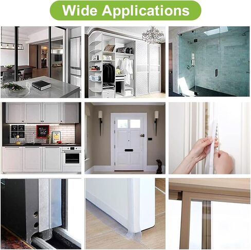 2026 Updated Shower Glass Door Silicone Seal Strip, Door Draft Stopper, Weather Stripping Window Seal for Doors Windows and Shower Glass Gaps, 16.4 Feet, Clear, 25MM in Saudi Arabia