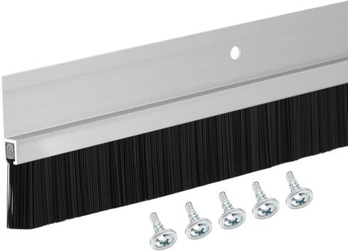 Door Brush Bottom Sweep-2 Pack Weather Stripping with 0.59 Inch Black Nylon Brush Fits for Exterior Doors and Industrial Use-1.1" Wide x 35.46" Long Aluminum Alloy Base-Black in Saudi Arabia