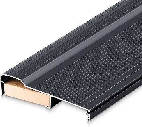 Tandefio 1 Pcs 48" Aluminum Exterior Door Threshold 5-5/8"x1-1/4" Swing Threshold Floor Transition Strip Heavy Duty Aluminum Door Sill Pan Metal Bumper for Residential Commercial Waterproof (Black) in Saudi Arabia