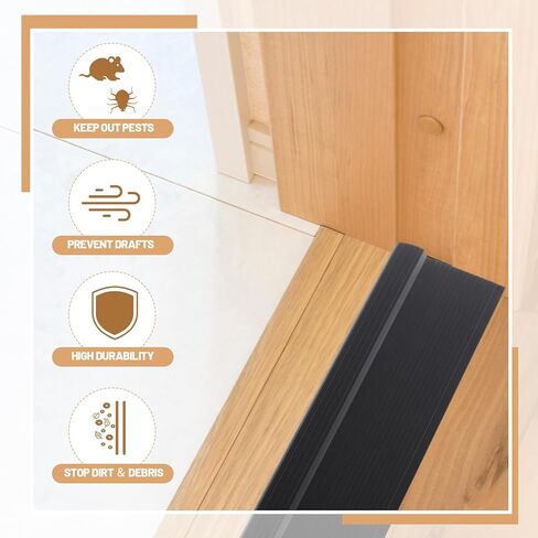 Tandefio 1 Pcs 48" Aluminum Exterior Door Threshold 5-5/8"x1-1/4" Swing Threshold Floor Transition Strip Heavy Duty Aluminum Door Sill Pan Metal Bumper for Residential Commercial Waterproof (Black) in Saudi Arabia