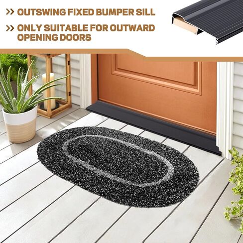 Tandefio 1 Pcs 48" Aluminum Exterior Door Threshold 5-5/8"x1-1/4" Swing Threshold Floor Transition Strip Heavy Duty Aluminum Door Sill Pan Metal Bumper for Residential Commercial Waterproof (Black) in Saudi Arabia