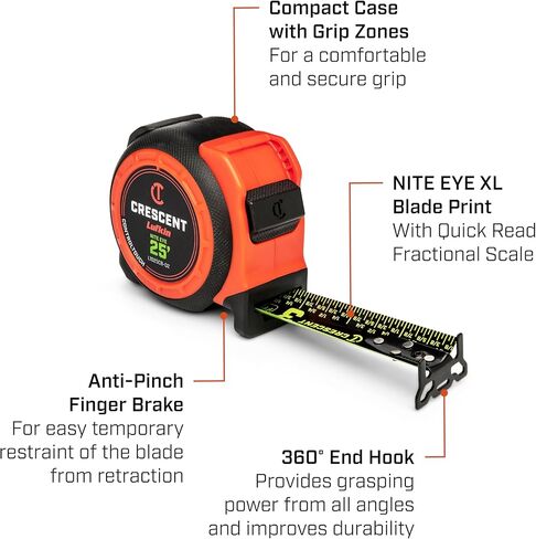Crescent Lufkin 16ft CONTROLTOUCH NITE Eye™ Tape Measure | L1016CB-02 in Saudi Arabia
