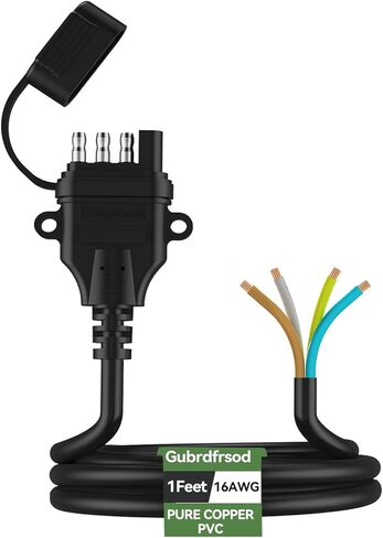 16AWG 1FT مقطورة الأسلاك تسخير 4 دبوس سلك مقطورة مسطحة تسخير النحاس النقي 4 سلك مقطورة سلك مع موصل مقطورة 4 دبوس مغلف، سلك مقطورة 4 أسلاك مرمزة بالألوان مع غطاء غبار in Kuwait