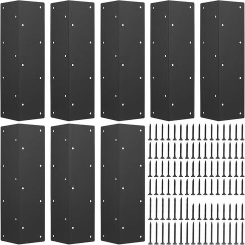 8 قطع من دعامات زوايا الأسرّة المرتفعة، موصلات دعامة زاوية للسرير بزاوية فولاذية سوداء مع براغي، دعامات 90 درجة L للحديقة، إطار خشبي، 3 × 3 × 11 بوصة in Kuwait