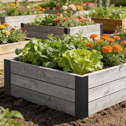 8 قطع من دعامات زوايا الأسرّة المرتفعة، موصلات دعامة زاوية للسرير بزاوية فولاذية سوداء مع براغي، دعامات 90 درجة L للحديقة، إطار خشبي، 3 × 3 × 11 بوصة in Kuwait