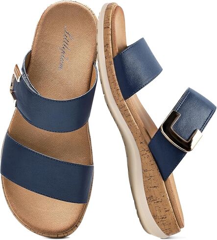 Littleplum Women Slides Sandals Arch Support Open Toe Slip on Sandals Soft Cushion Slippers Comfy Casual Summer Shoes for Walking,Beach,Travel in Saudi Arabia