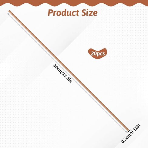 20 Pcs Pure Copper Round Rod 1/8" Dia 11.8" Length Bare Copper Stock Solid Rod Lathe Bar Stock for DIY, Industry, Decoration in Saudi Arabia