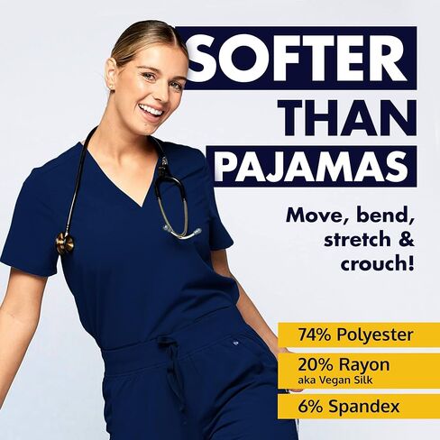 Dr. Woof Apparel Women's Scrub Top - 3-Pocket V-Neck Surgical Scrubs - Short Sleeve Medical Nursing Uniform in Saudi Arabia