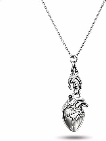 Gothic Heart Necklace for Women Anatomical Heart Necklace Broken Hearts Pendant Necklace Halloween Party Costume Jewelry Accessories in Saudi Arabia