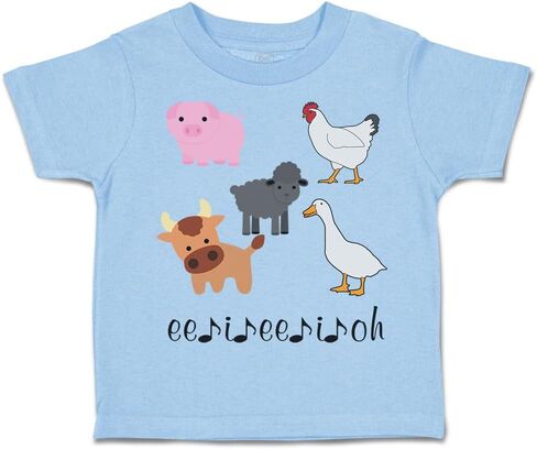Toddler T-Shirt Farm Farm Animals Ee II OH Music Farm Farm Animals Boy & Girl Clothes Jingle Baby Funny Tee Aqua Blue Design فقط 3T in Kuwait
