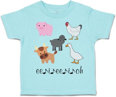Toddler T-Shirt Farm Farm Animals Ee II OH Music Farm Farm Animals Boy & Girl Clothes Jingle Baby Funny Tee Aqua Blue Design فقط 3T in Kuwait