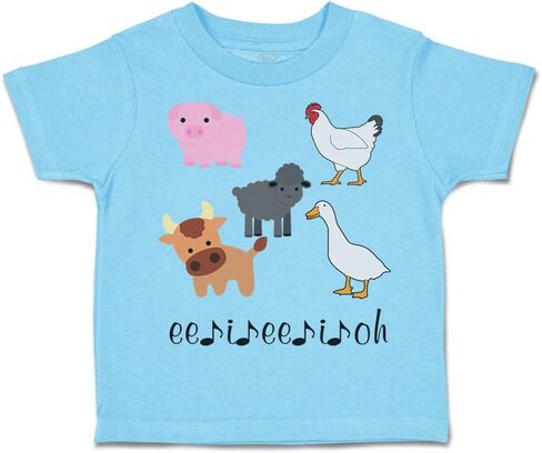 Toddler T-Shirt Farm Farm Animals Ee II OH Music Farm Farm Animals Boy & Girl Clothes Jingle Baby Funny Tee Aqua Blue Design فقط 3T in Saudi Arabia