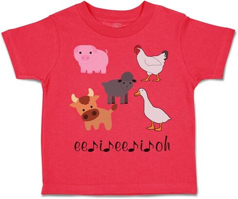 Toddler T-Shirt Farm Farm Animals Ee II OH Music Farm Farm Animals Boy & Girl Clothes Jingle Baby Funny Tee Aqua Blue Design فقط 3T in Kuwait