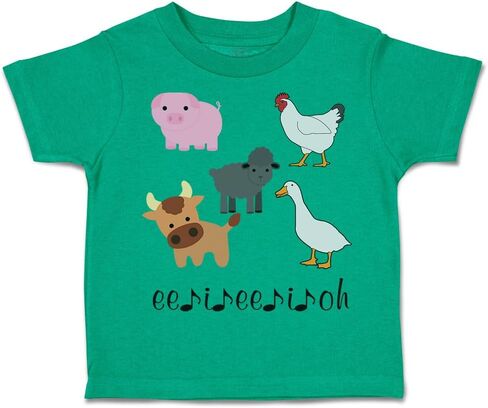 Toddler T-Shirt Farm Farm Animals Ee II OH Music Farm Farm Animals Boy & Girl Clothes Jingle Baby Funny Tee Aqua Blue Design فقط 3T in Kuwait