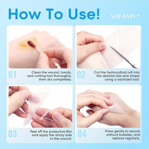 لفة غرواني مائي من WIFAMY للعناية بالجروح: ضمادات غرواني مائي كبيرة جدًا مقاس 2 بوصة * 16.4 قدمًا من الدرجة الطبية in Kuwait