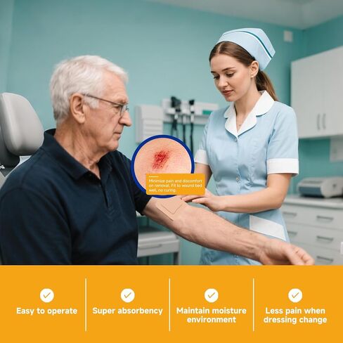 ضمادة إسفنجية من السيليكون مع لاصق حدودي، ضمادات معقمة للجروح، تضميد العناية بالجروح، ضمادات كبيرة مقاومة للماء، العناية بالجروح ذاتية اللصق والضمادات (3 × 3 بوصة (عبوة من 10)) in Kuwait